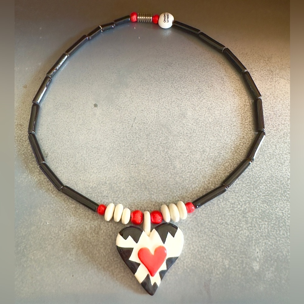 Ruby Z Candace Loheed Ceramic Heart Necklace Sign… - image 1